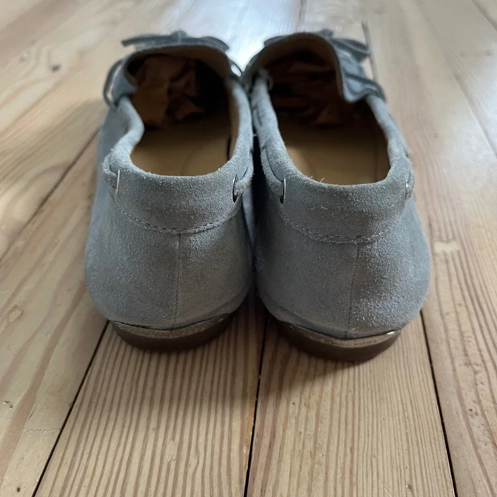 Michael Kors‎ Sutton Suede Moccasins Blue Grey Loafers Silver Hardware MG18C 8M